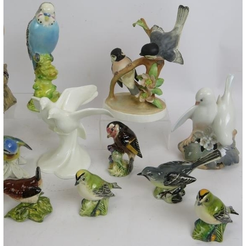 67 - A collection of 21 mixed pottery and porcelain bird figurines including Beswick, Royal Doulton, Roya... 