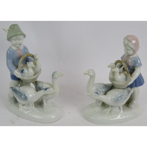 70 - A Lladro Spanish porcelain figure of a dentist, a small Lladro goose and a pair of Bavarian Gerold p... 