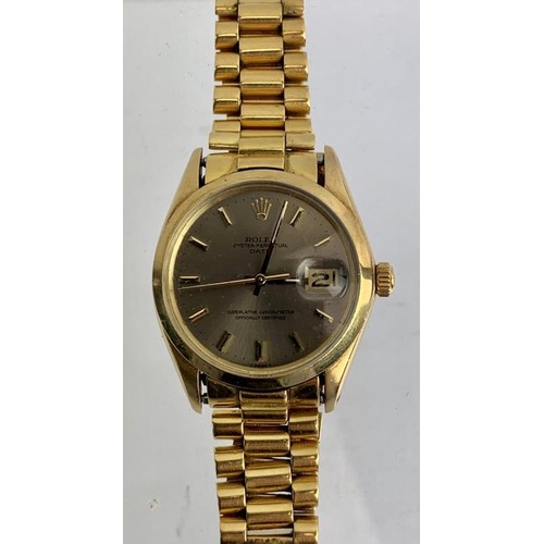 347 - A 1974 gold Rolex perpetual date gentleman's wristwatch with 14ct yellow gold case and 18ct yellow g... 