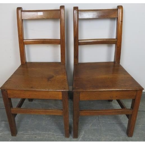 744 - Four various antique country made chairs to include a pair of French oak hall chairs, and two occasi... 