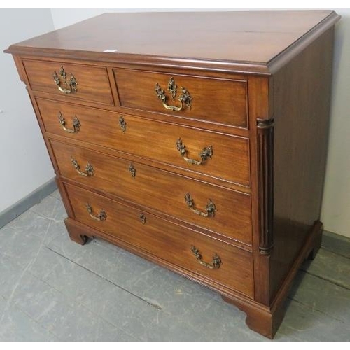 757 - An antique George III style mahogany chest of two short over three long graduated cock beaded drawer... 