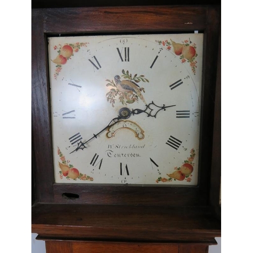 867 - A Georgian oak cased 30-hour striking longcase clock by W. Strickland of Tenterden, with diamond car... 