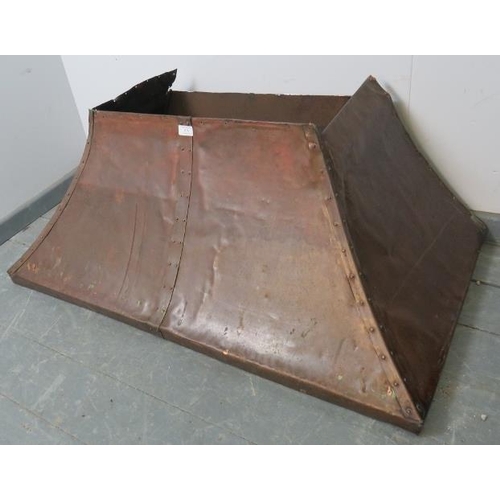 876 - An Arts & Crafts riveted copper fire hood. 
Condition report: Various minor marks consistent with ag... 