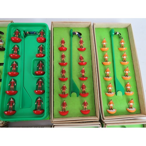 247 - A quantity of vintage Subbuteo teams, pitches and accessories including 10 teams, three pitches, goa... 