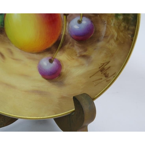 6 - Three pieces of signed Royal Worcester 'Fallen Fruits' bone china, each signed. A small vase signed ... 