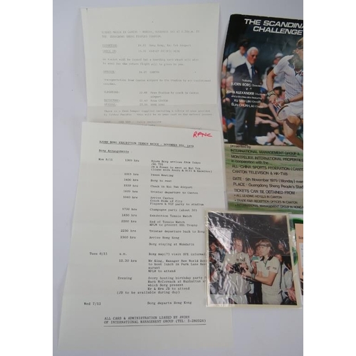 100 - A collection of Bjorn Borg related tennis ephemera including a signed ticket for the Scandinavian Ba... 