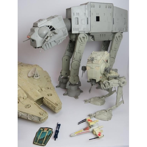 105 - A collection of vintage Star Wars toys including a boxed Palitoy Snow Speeder, a Kenner Products 197... 