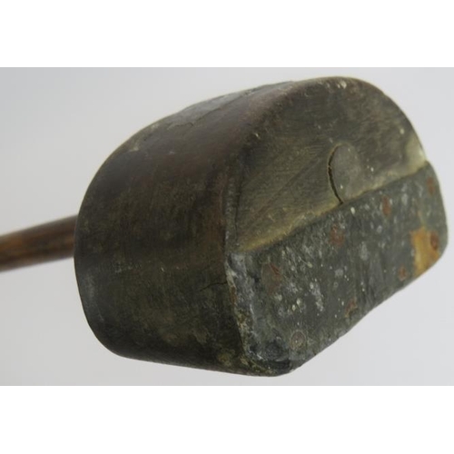 106 - An antique hickory shafted 'Block' putter golf club, lead weighted. Length 103 cm. No maker's marks.... 