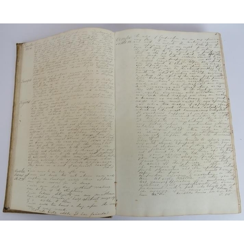 109 - A 19th century Vellum bound journal dated 1822-1880s. Containing handwritten notes on mathematics, E... 