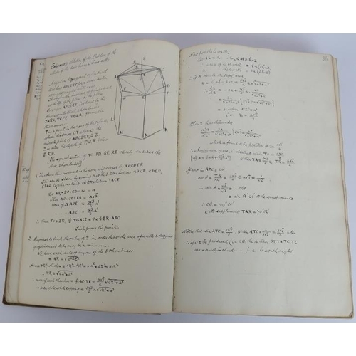 109 - A 19th century Vellum bound journal dated 1822-1880s. Containing handwritten notes on mathematics, E... 