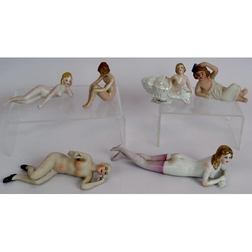 112 - Six Art Deco porcelain nude figures including two Bisque, mostly continental, some with marks. Large... 