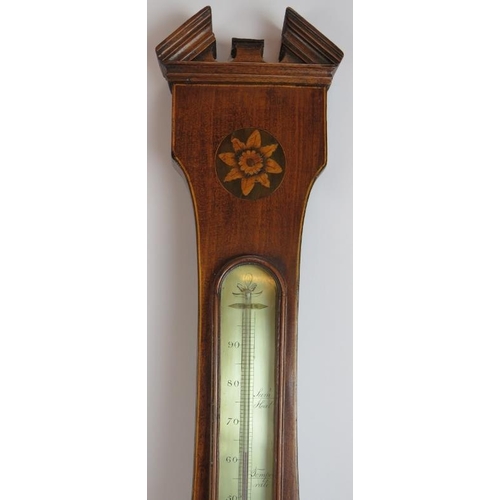 118 - A 19th century wheel barometer in an inlaid case, maker P. Pedraglio, Cranbrook. Height 94cm.
Condit... 