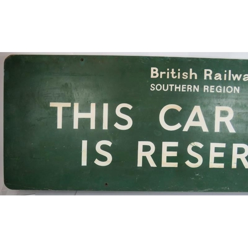 12 - A vintage hand painted wooden British Railways Southern Region Car Park Reserved sign. 183cm x 61cm.... 