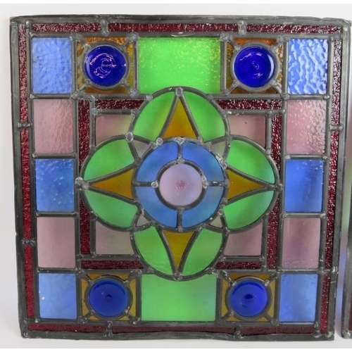 131 - Two antique stained glass panels, each with a central quatrefoil. 45cm x 45cm. (2).
Condition report... 