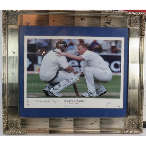 133 - A framed England cricket shirt signed by the 1998 West Indies England Touring Squad, a signed Ashes ... 