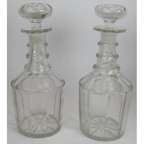 136 - A collection of mainly antique decanters including a pair of 19th century decanters, a Regency lique... 