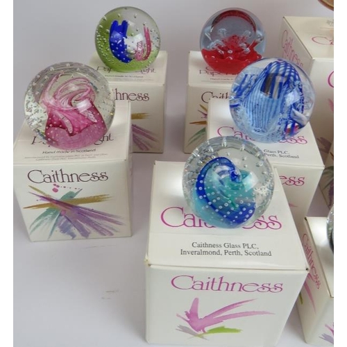 137 - A collection of 14 Caithness paperweights, all boxed with certificates, and a Caithness glass 50th g... 