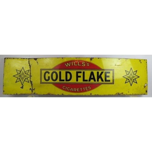 15 - A vintage Will's Gold Flake Cigarettes vitreous enamel sign, 152cm x 38cm.
Condition report: Kink at... 