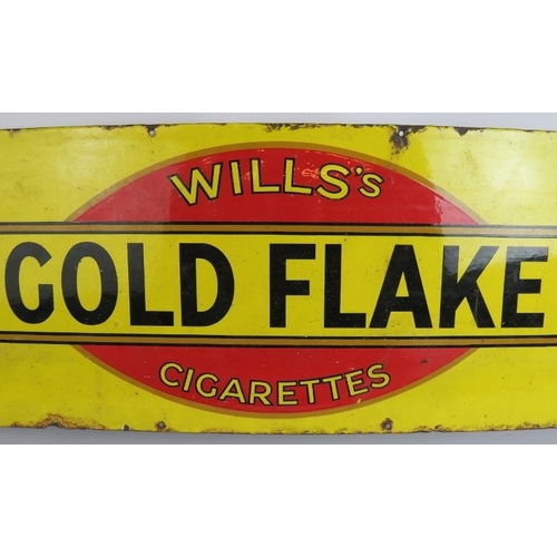 15 - A vintage Will's Gold Flake Cigarettes vitreous enamel sign, 152cm x 38cm.
Condition report: Kink at... 