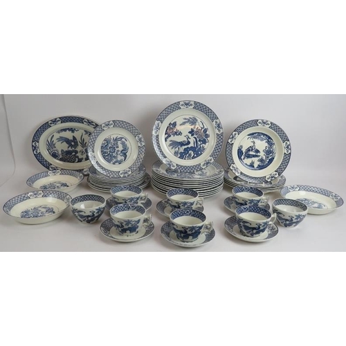 156 - 45 pieces of Wood & Sons 'Yuan' pattern pottery including 6 cups and saucers, 2 platters, 21 plates ... 