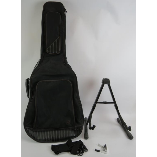 177 - A Crafter EA-55C-EQ electro acoustic guitar with padded Pod case, capo and stand. 4/4.
Condition rep... 