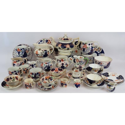 181 - A quantity of 19th Century Welsh gaudy ware, including teapot, jugs, plates, cups & saucers and mugs... 