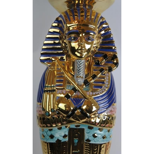 189 - A 1970's Kitsch Tutankhamun jardinière and stand by Bassano of Italy. Heavily gilded and hand decora... 