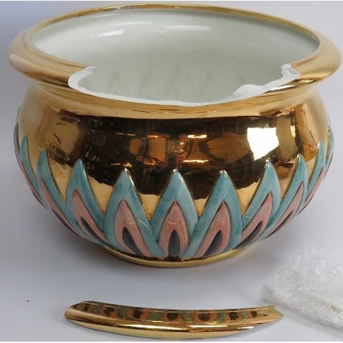 189 - A 1970's Kitsch Tutankhamun jardinière and stand by Bassano of Italy. Heavily gilded and hand decora... 