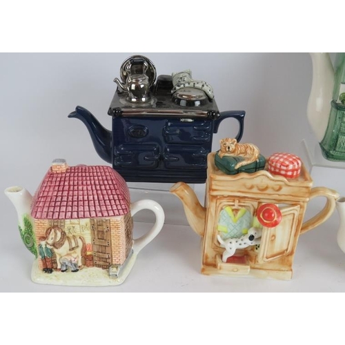 192 - Eight mixed novelty teapots in the form of various kitchen appliances and furniture. Tallest 18cm. (... 