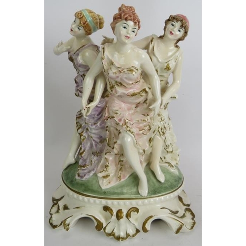 204 - A selection of decorative ceramics including a Capodimonte casket, Lladro figurine, Belleek vase, fi... 