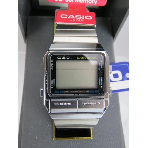 21 - Three 1980s Casio Telememo DB510 digital watches, brand new old stock, original packaging, paperwork... 