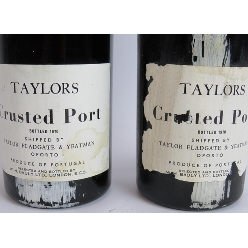 212 - Two bottles of Taylor's crusted port, bottled 1970. (2).
Condition report: Both level top of shoulde... 