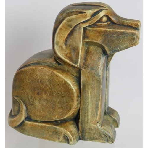 25 - A 20th century Cubist/Art Deco pottery dog with brushed glaze. Unsigned. Height 14.5cm.
Condition re... 