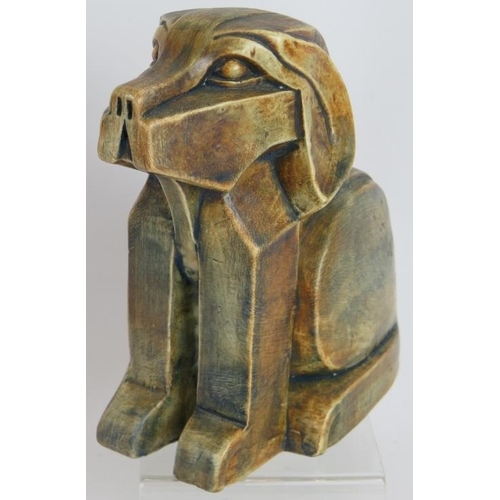 25 - A 20th century Cubist/Art Deco pottery dog with brushed glaze. Unsigned. Height 14.5cm.
Condition re... 