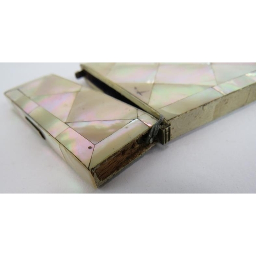 265 - Four 19th century mother of pearl card cases each with diamond pattern inlay. (4).
Condition report:... 