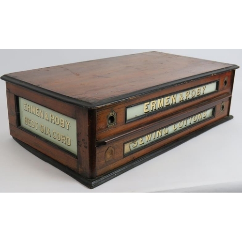 3 - A set of 19th century mahogany Ermen & Roby cotton reel shop display drawers with gilt glass panels.... 