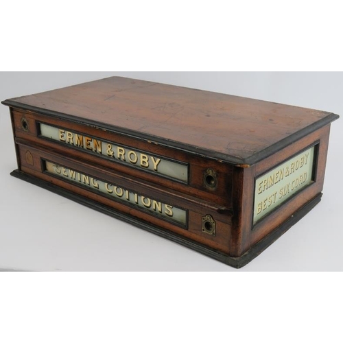 3 - A set of 19th century mahogany Ermen & Roby cotton reel shop display drawers with gilt glass panels.... 