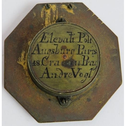 33 - An 18th century gilt brass pocket compass sundial engraved 