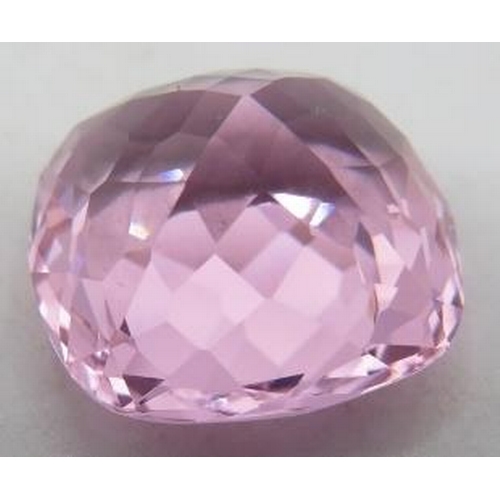 332 - Large faceted square cushion cut pink loose stone of good colour, cut & clarity. Possibly natural Br... 