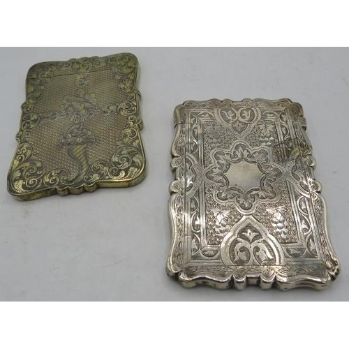 377 - A Victorian silver gilt card case with flower & scroll decoration, Birmingham 1845 and another Victo... 