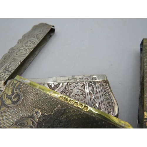 377 - A Victorian silver gilt card case with flower & scroll decoration, Birmingham 1845 and another Victo... 