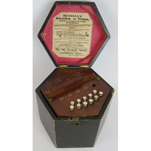 49 - A 19th century Russell's accordion or flutina in original case. c1850s.
Condition report: No straps,... 