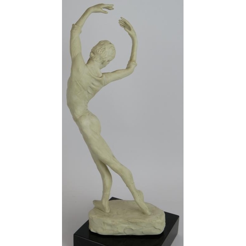 56 - A Spode Bisque porcelain study sculpture of ballet dancer Anthony Dowell by Enzo Plazzotta c1975, mo... 