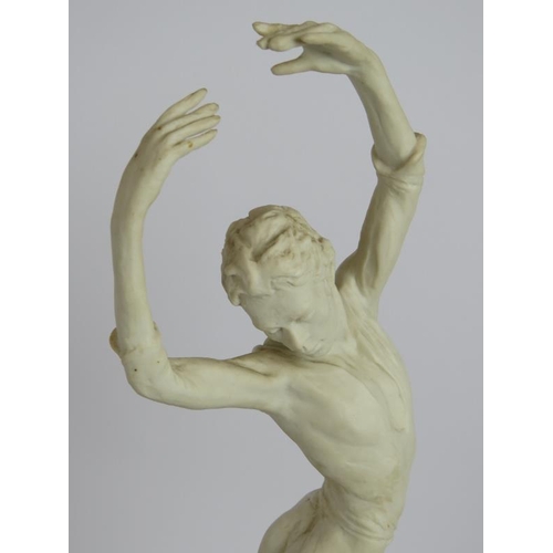 56 - A Spode Bisque porcelain study sculpture of ballet dancer Anthony Dowell by Enzo Plazzotta c1975, mo... 