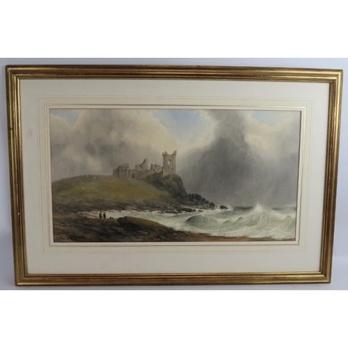 599 - George Lothian Hall (British, 1825-1888) - 'Coastal castle ruins', watercolour, signed and dated 187... 