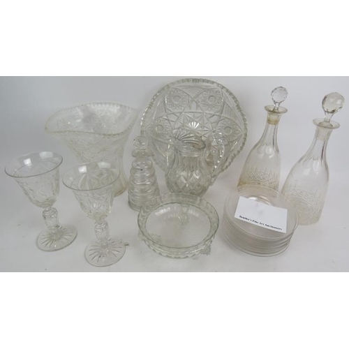 75 - A good selection of 19th and early 20th century glassware, including a pair of 'Mallet' decanters, p... 