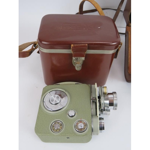 83 - An Ikoflex TLR camera with leather case, a Eumig C3R Cine camera with case and a Kodak Brownie 127 w... 