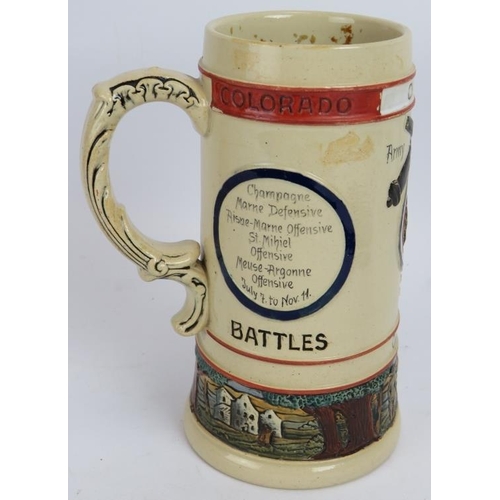 85 - An American WWI commemorative stein tankard, army of occupation 148 FA Army Artillery, CPL J.M. Baxt... 