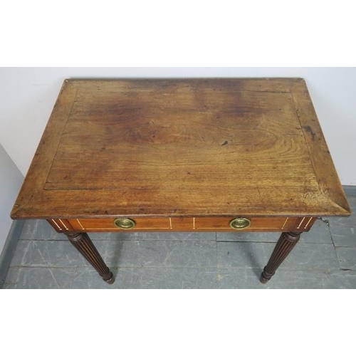 744 - A good 18th century mahogany side table in the manner of Gillows, with reeded edge and inlaid frieze... 