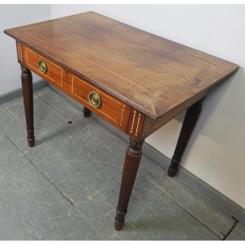 744 - A good 18th century mahogany side table in the manner of Gillows, with reeded edge and inlaid frieze... 